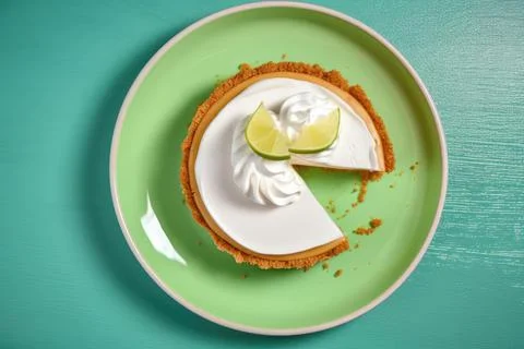 Refreshing Key Lime Pie, Green &amp; Creamy American Treat Stock Photos