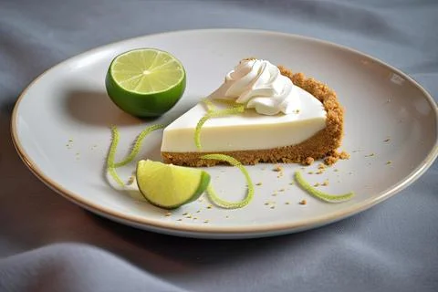 Refreshing Key Lime Pie, Green &amp; Creamy American Treat Stock Photos