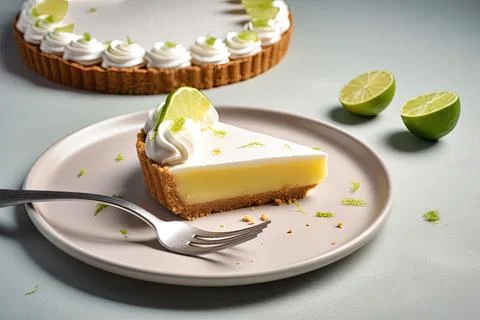 Refreshing Key Lime Pie, Green &amp; Creamy American Treat Stock Photos
