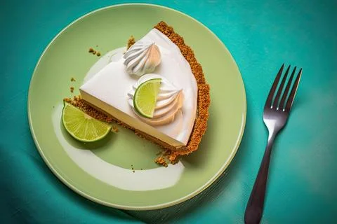 Refreshing Key Lime Pie, Green &amp; Creamy American Treat Stock Photos