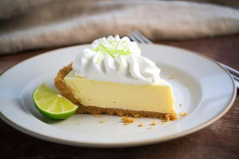 Refreshing Key Lime Pie, Green &amp; Creamy American Treat Stock Photos