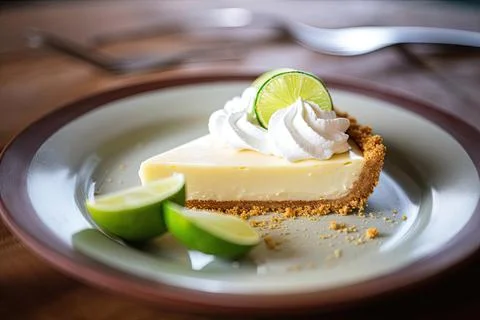 Refreshing Key Lime Pie, Green &amp; Creamy American Treat Stock Photos