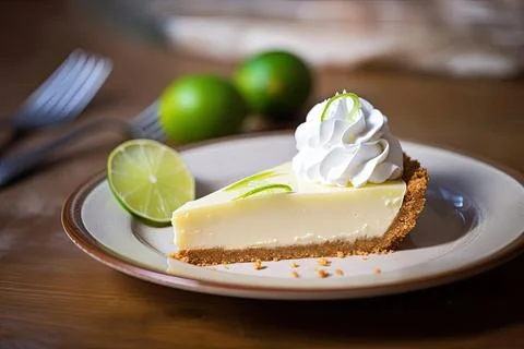 Refreshing Key Lime Pie, Green &amp; Creamy American Treat Stock Photos
