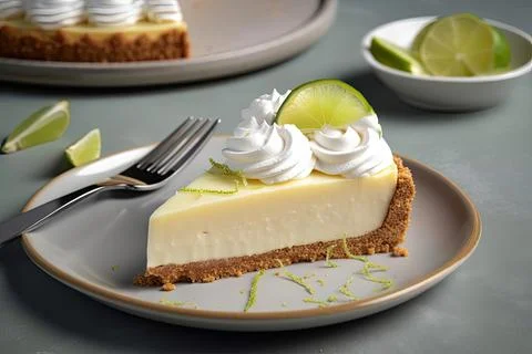 Refreshing Key Lime Pie, Green &amp; Creamy American Treat Stock Photos