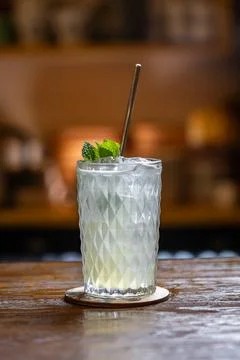 Refreshing lemon cocktail Stock Photos