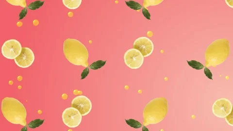 Refreshing Lemon Fruit Pattern Loop Video for Marketing Banner Video stock 335385731