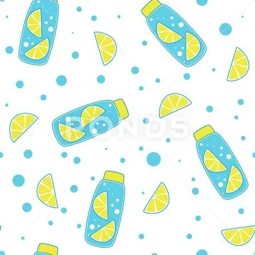Refreshing lemon water seamless pattern Illustrazione stock