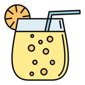 Refreshing lemonade drink with lemon slice and straw Stock Illustration
