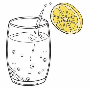 Refreshing lemonade isolated on showcasing a glass of sparkling drink with l Stock Illustration
