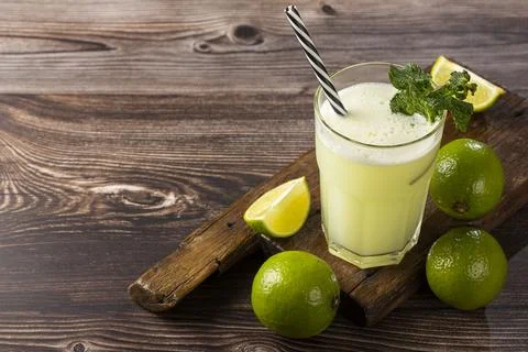 Refreshing lemonade with mint. Lemonade, summer drink. Stock Photos