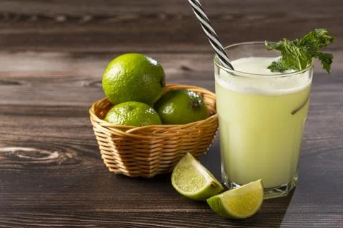 Refreshing lemonade with mint. Lemonade, summer drink. Stock Photos