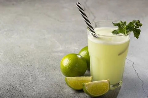Refreshing lemonade with mint. Lemonade, summer drink. Stock Photos