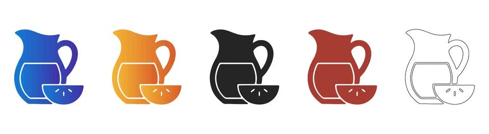 Refreshing lemonade pitcher with citrus slice icon Stock Illustration