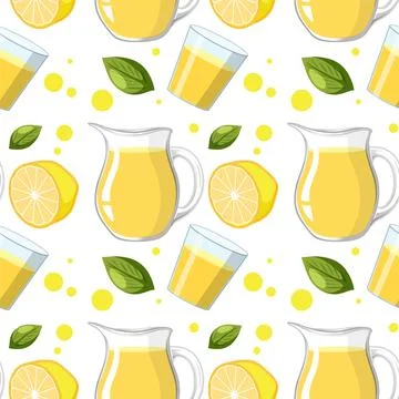 Refreshing Lemonade Seamless Pattern Stock Illustration