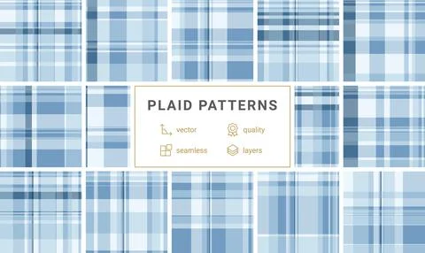 Refreshing light blue and white plaid seamless pattern. A versatile textile d Stock Illustration