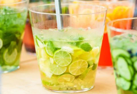 Refreshing lime punch close-up Stock Photos