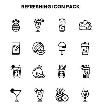 Refreshing Line Scalable Icons Pack Stock Illustration