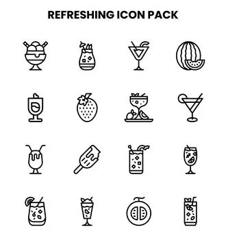 Refreshing Line UI Icons Pack Stock Illustration