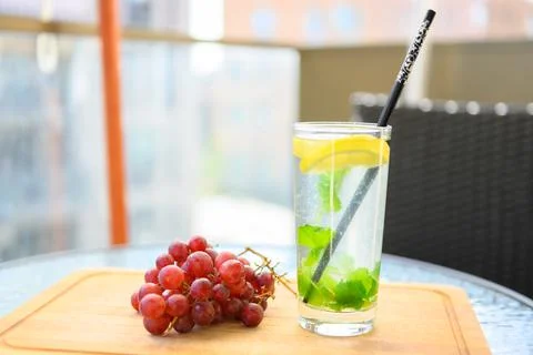 Refreshing mint and lemon drink Stock Photos