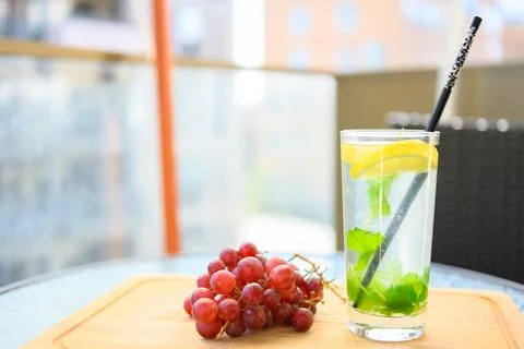 Refreshing mint and lemon drink Stock Photos
