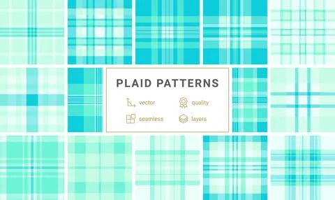 Refreshing mint green and turquoise plaid seamless pattern with a classic twi イラスト素材