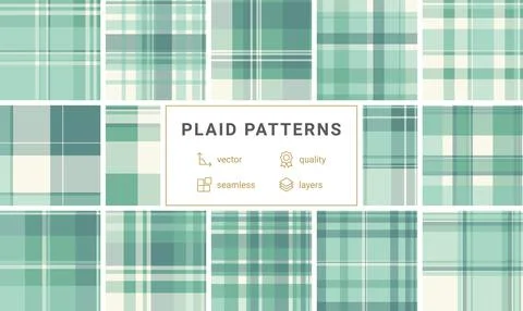 Refreshing mint green and white plaid pattern in a classic tartan style. This イラスト素材