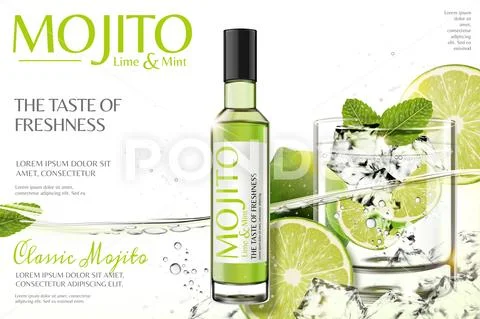 Refreshing mojito ads Stock Illustration