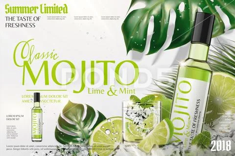 Refreshing mojito ads Stock Illustration