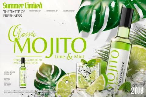 Refreshing mojito ads Stock Illustration