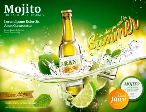 Refreshing mojito ads Stock Illustration