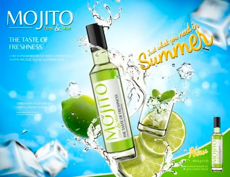 Refreshing mojito ads Stock Illustration