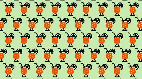 Refreshing Orange Cocktail Pattern on Green Background. Stock Footage 325389448