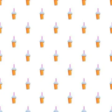 Refreshing orange juice smoothie cups seamless pattern Stock Illustration