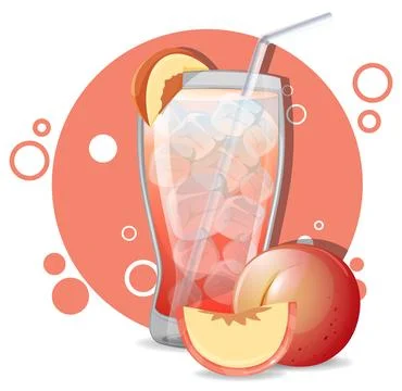 Refreshing Peach Iced Tea Illustration Stock Illustration