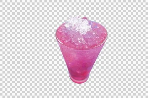Refreshing Pink Drink in Transparent Glass with Crushed Ice Stock Photos
