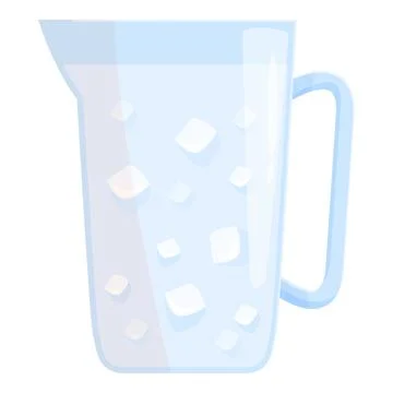 Refreshing pitcher of cold water with ice cubes on white background Stock Illustration