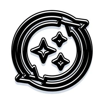 Refreshing process update with sparkling magic effect icon Illustrazione stock