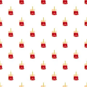 Refreshing red beverage repeating pattern seamless background Illustrazione stock