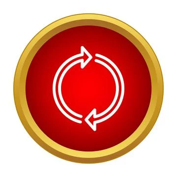 Refreshing red circular button with white arrows Stock Illustration