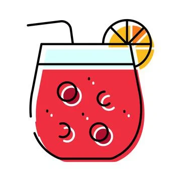 Refreshing red cocktail drink with orange slice Stock Illustration