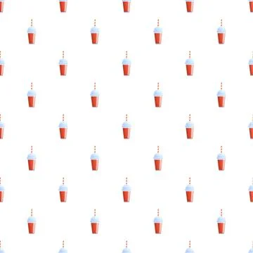 Refreshing red drink cups seamless pattern background 库存插图