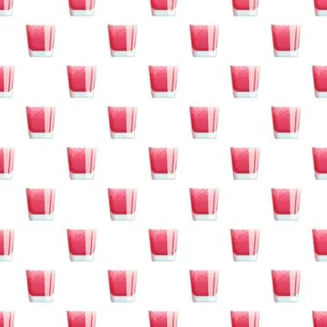 Refreshing red drink glasses seamless pattern background Stock Illustration
