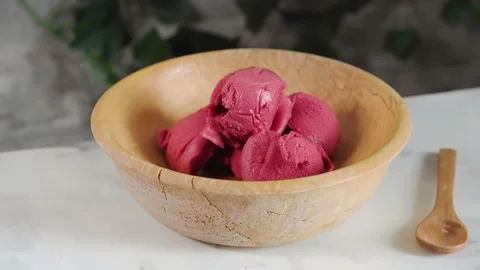 Refreshing red raspberry sorbet Stock Footage 171375955