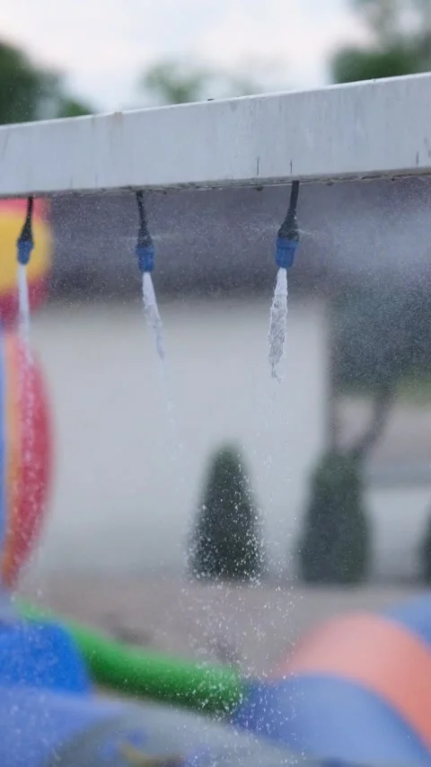 .Refreshing shower by the outdoor summer pool Stock Footage 278512096