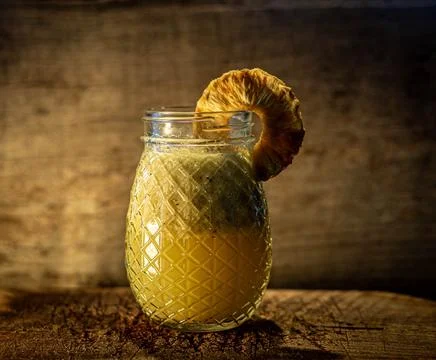Refreshing smoothie with pineapple Stock Photos