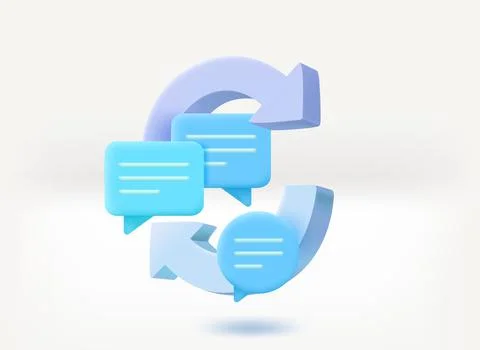 Refreshing social media comments concept with chat balloons. 3d vector illust Stock Illustration