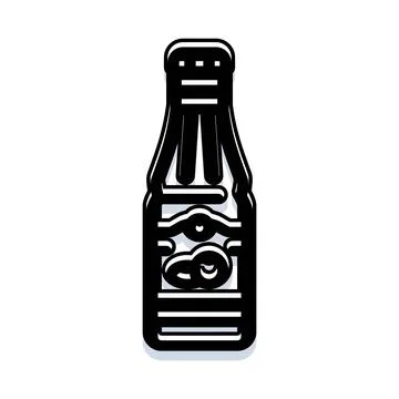 Refreshing soda beverage bottle black white icon Stock Illustration