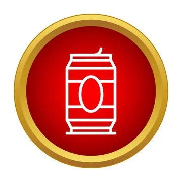 Refreshing soda can beverage icon in red circle Stock Illustration