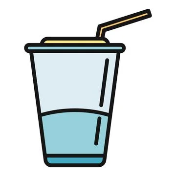 Refreshing soda drink in cup with straw icon Stock Illustration