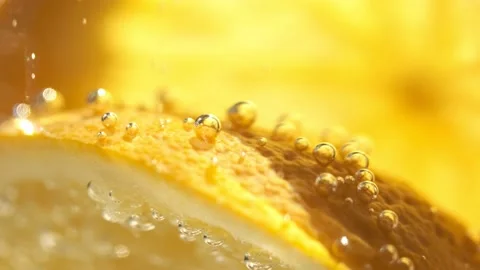 Refreshing soft drink Lemon and orange sparkling water.4K Stock Footage 152724676